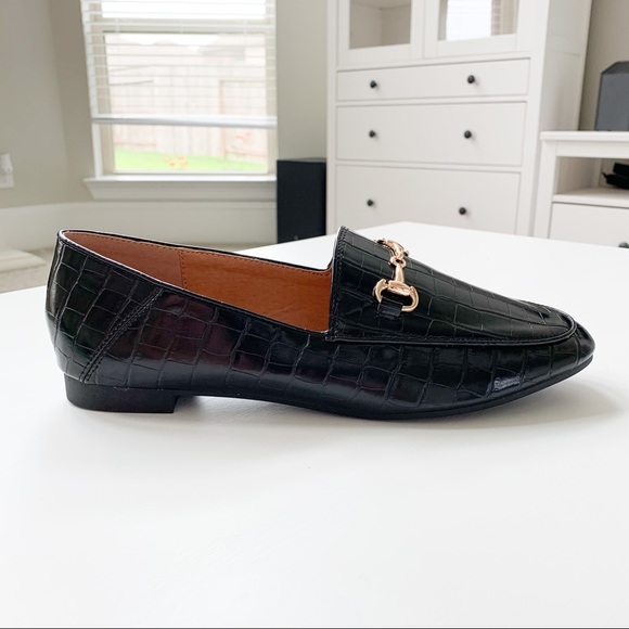 Top Moda Black Croc Loafer Astrid-1 - Picture 2 of 9